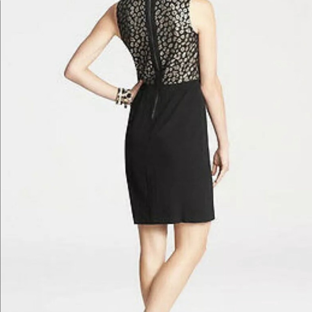NWT Ann Taylor metallic leopard black sheath dress workwear - Picture 3 of 8